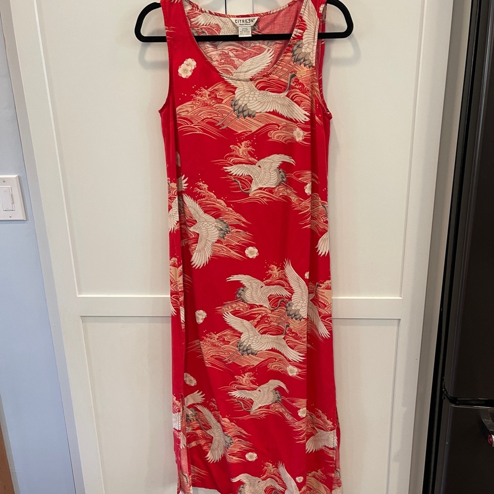 Citron Red Sleeveless V-Neck Maxi Sundress